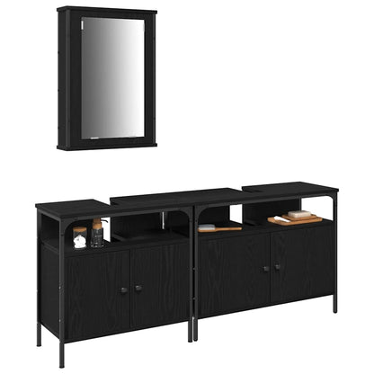 Bathroom Vanity Units with Storage 3 pcs Black 80 x 30 x 60 cm