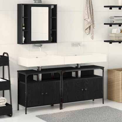 Bathroom Vanity Units with Shelf 3 pcs Black 80 x 30 x 60 cm