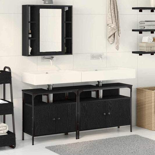 Bathroom Vanity Units with Shelf 3 pcs Black 80 x 30 x 60 cm