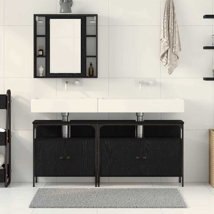Bathroom Vanity Units with Shelf 3 pcs Black 80 x 30 x 60 cm