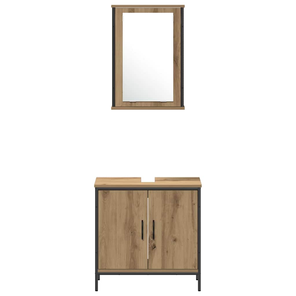 Bathroom Furniture Set with Door 3 pcs Brown 33 x 33 x 185.5 cm