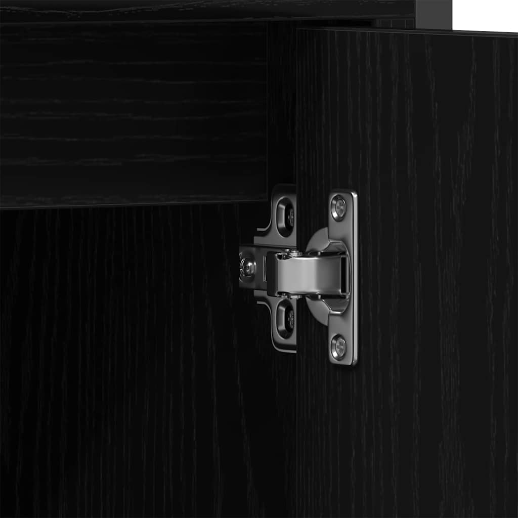 Bathroom Furniture Set with Shelf 3 pcs Black Engineered wood