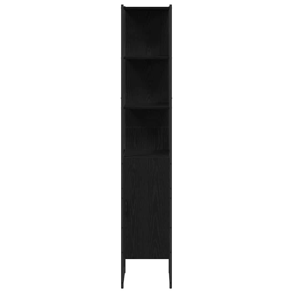 Bathroom Furniture Set with Shelf 3 pcs Black Engineered wood