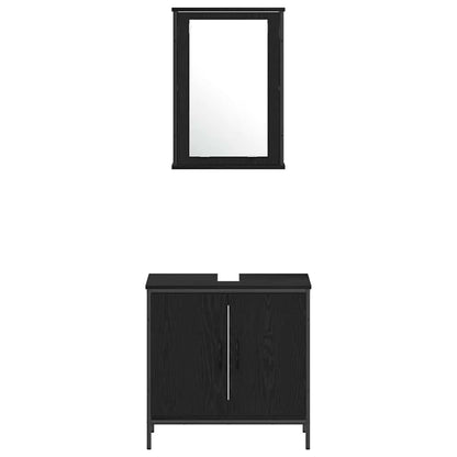 Bathroom Furniture Set with Shelf 3 pcs Black Engineered wood