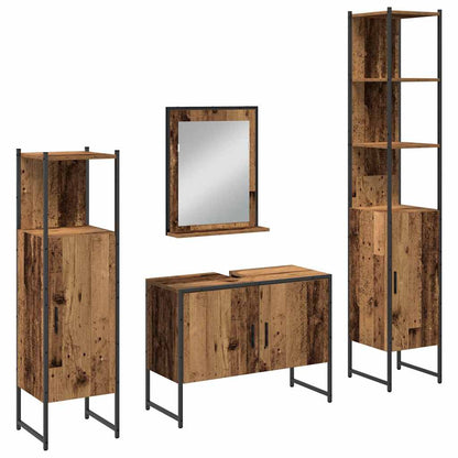 Bathroom Furniture Set with Door 4 pcs Brown 33 x 33 x 185.5 cm