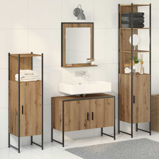 Bathroom Furniture Set with Door 4 pcs Brown 33 x 33 x 185.5 cm