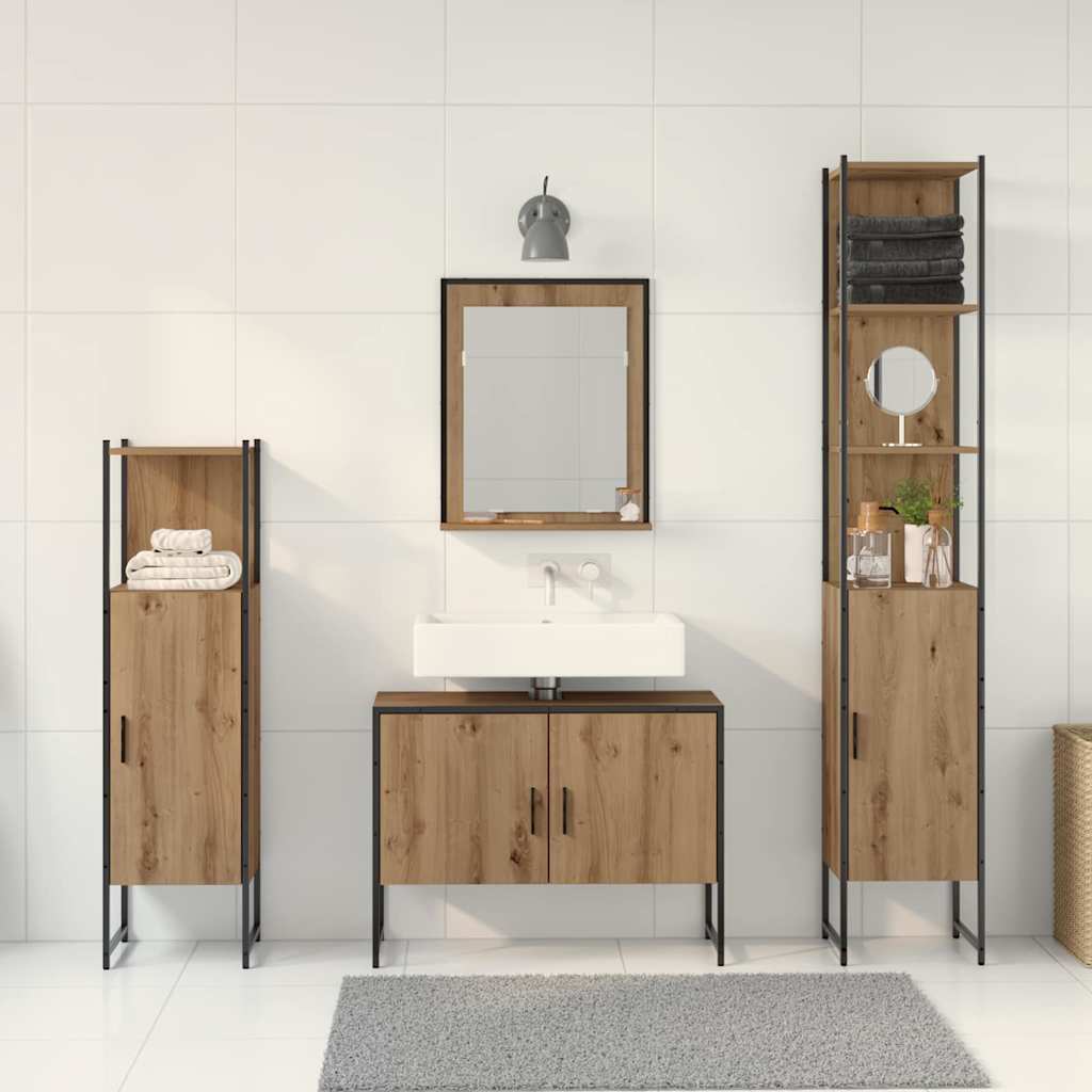 Bathroom Furniture Set with Door 4 pcs Brown 33 x 33 x 185.5 cm