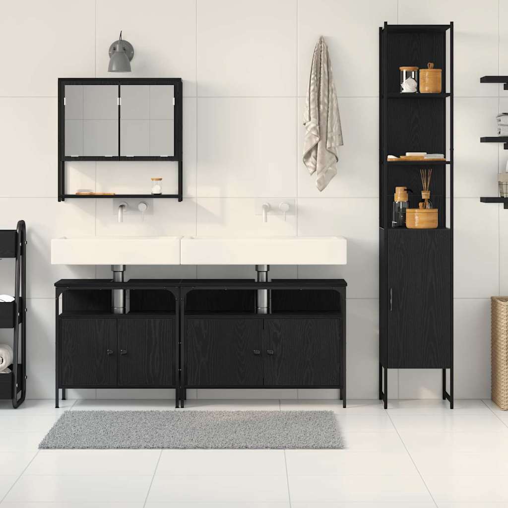 Bathroom Furniture Set 4 pcs Black oak 33 x 33 x 185.5 cm