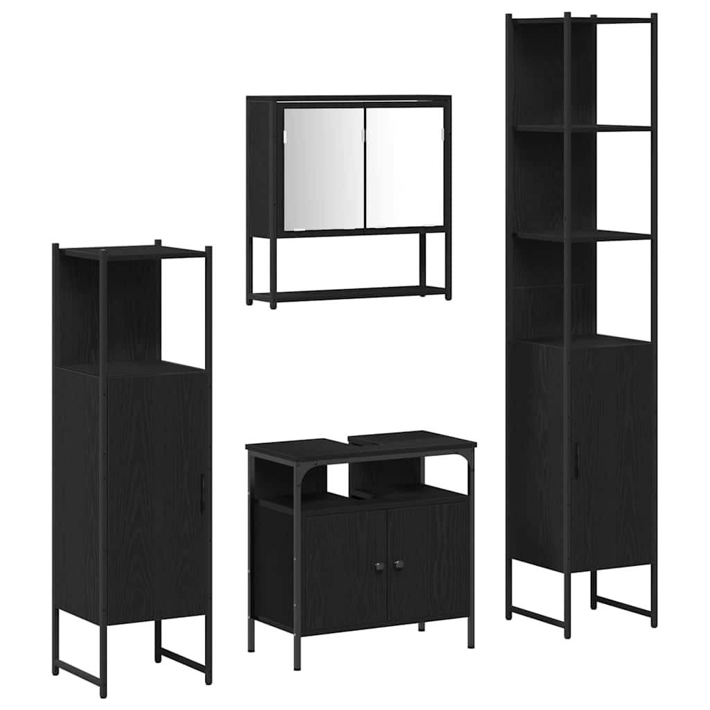 Bathroom Furniture Set 4 pcs Black oak 33 x 33 x 185.5 cm