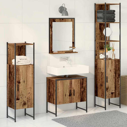 Bathroom Furniture Set with Door 4 pcs Brown 33 x 33 x 185.5 cm
