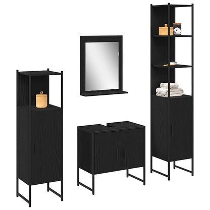 Bathroom Furniture Set with Door 4 pcs Black 33 x 33 x 185.5 cm