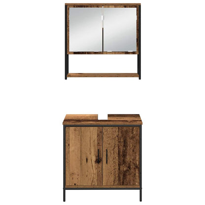 Bathroom Furniture Set with Door 4 pcs Brown 33 x 33 x 185.5 cm