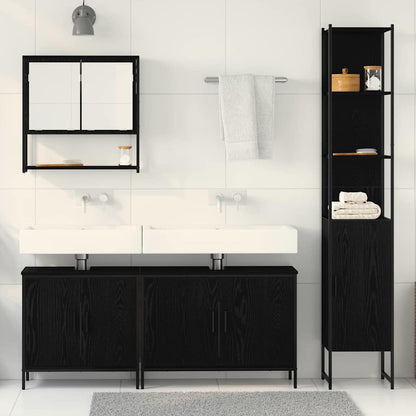 Bathroom Furniture Set with Door 4 pcs Black 33 x 33 x 185.5 cm