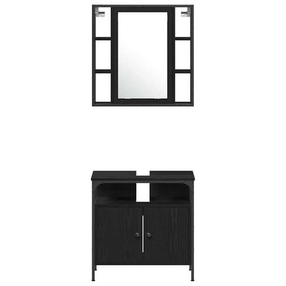 Bathroom Cabinet Set Other 4 pcs Black oak 33 x 33 x 185.5 cm