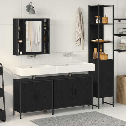 Bathroom Furniture Set with Door 4 pcs Black 33 x 33 x 185.5 cm