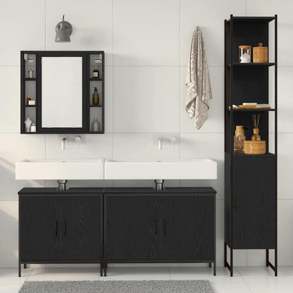 Bathroom Furniture Set with Door 4 pcs Black 33 x 33 x 185.5 cm