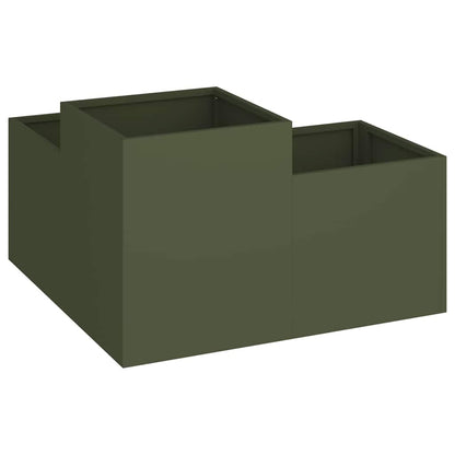 Garden Planter Olive green 80 x 80 x 48 cm Steel