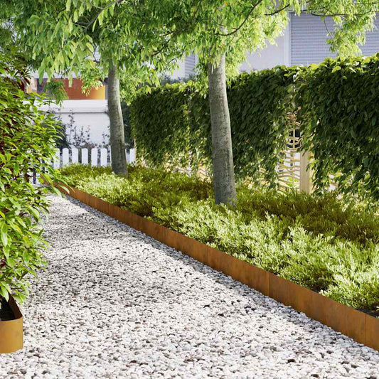 Lawn Edgings 20 pcs Brown 100 x 0.5 x 20 cm Weathering Steel