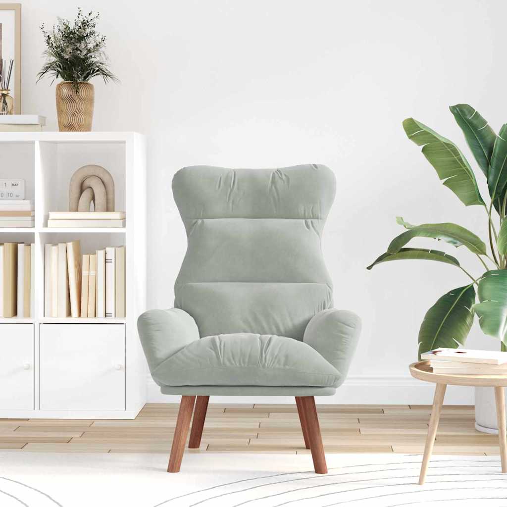 Relaxing Chair Light grey 69 x 74 x 93 cm Velvet