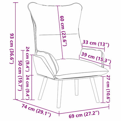 Relaxing Chair Light grey 69 x 74 x 93 cm Fabric