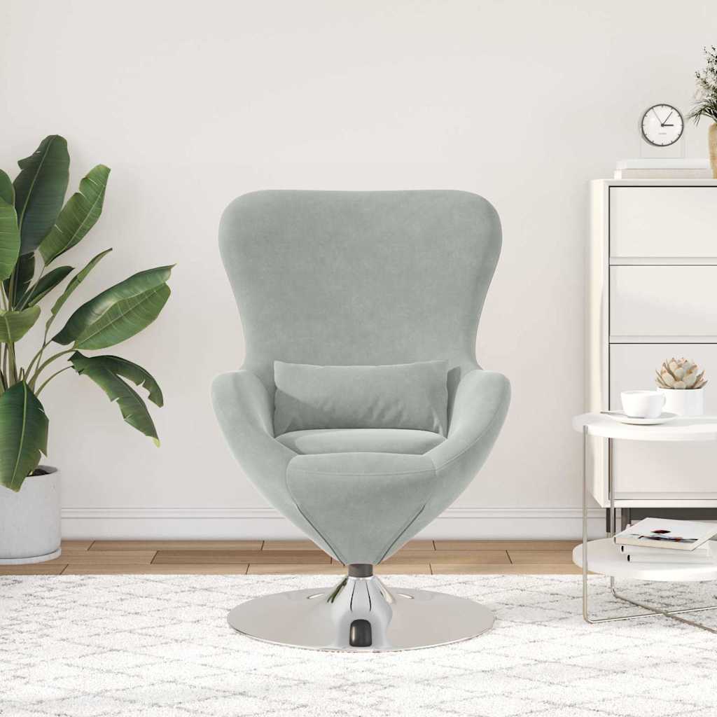 Egg Chair Light grey 63 x 73 x 90 cm Velvet