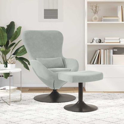 Egg Chair with Footstool Light grey 63 x 73 x 90 cm Velvet