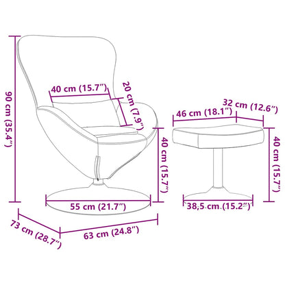 Egg Chair with Footstool Light grey 63 x 73 x 90 cm Velvet