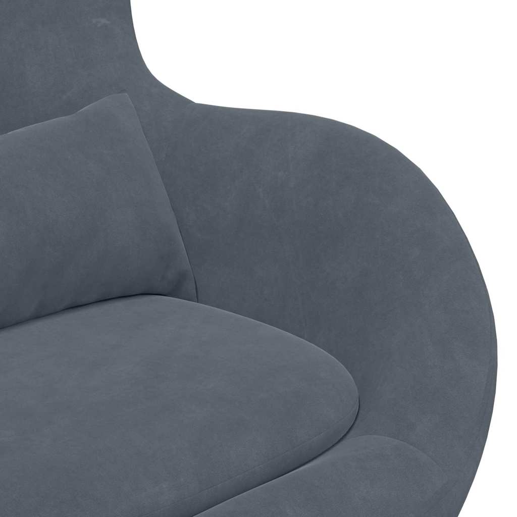 Egg Chair with Footstool Dark grey 63 x 73 x 90 cm Velvet