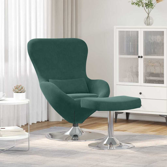 Egg Chair with Footstool Dark green 63 x 73 x 90 cm Velvet