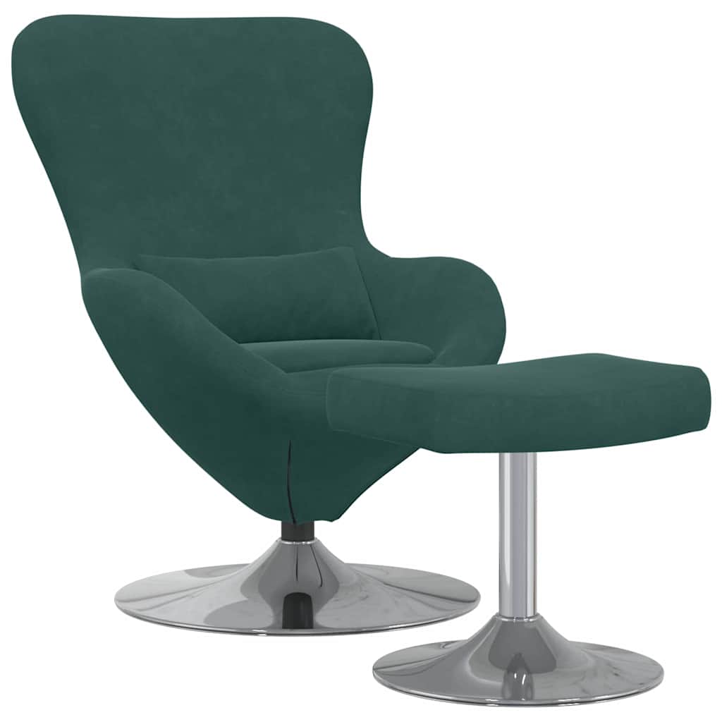Egg Chair with Footstool Dark green 63 x 73 x 90 cm Velvet