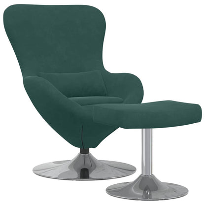Egg Chair with Footstool Dark green 63 x 73 x 90 cm Velvet