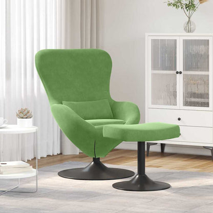 Egg Chair with Footstool Light green 63 x 73 x 90 cm Velvet