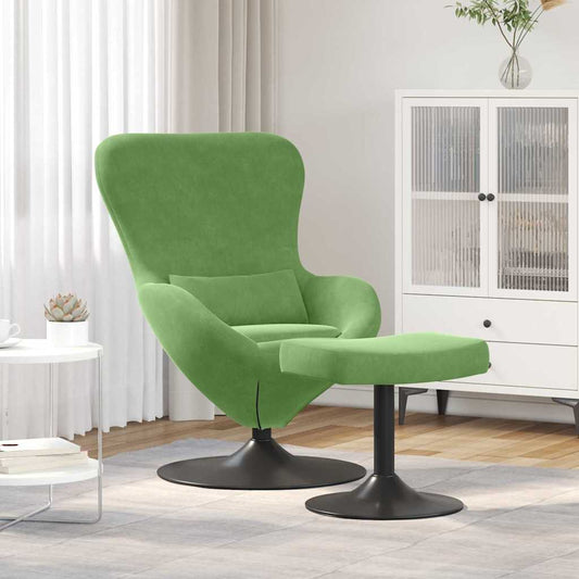Egg Chair with Footstool Light green 63 x 73 x 90 cm Velvet