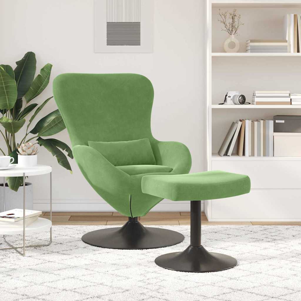 Egg Chair with Footstool Light green 63 x 73 x 90 cm Velvet