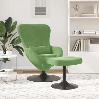 Egg Chair with Footstool Light green 63 x 73 x 90 cm Velvet