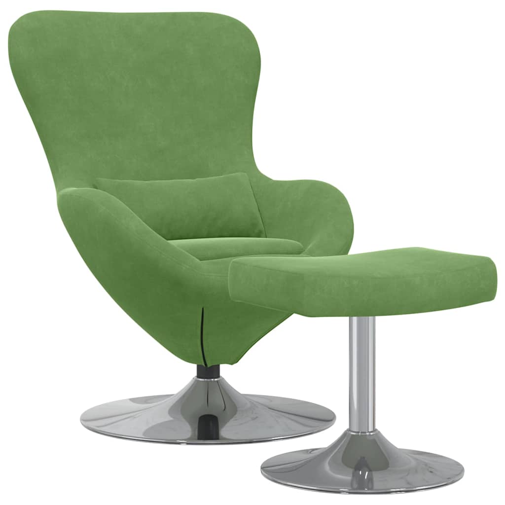 Egg Chair with Footstool Light green 63 x 73 x 90 cm Velvet