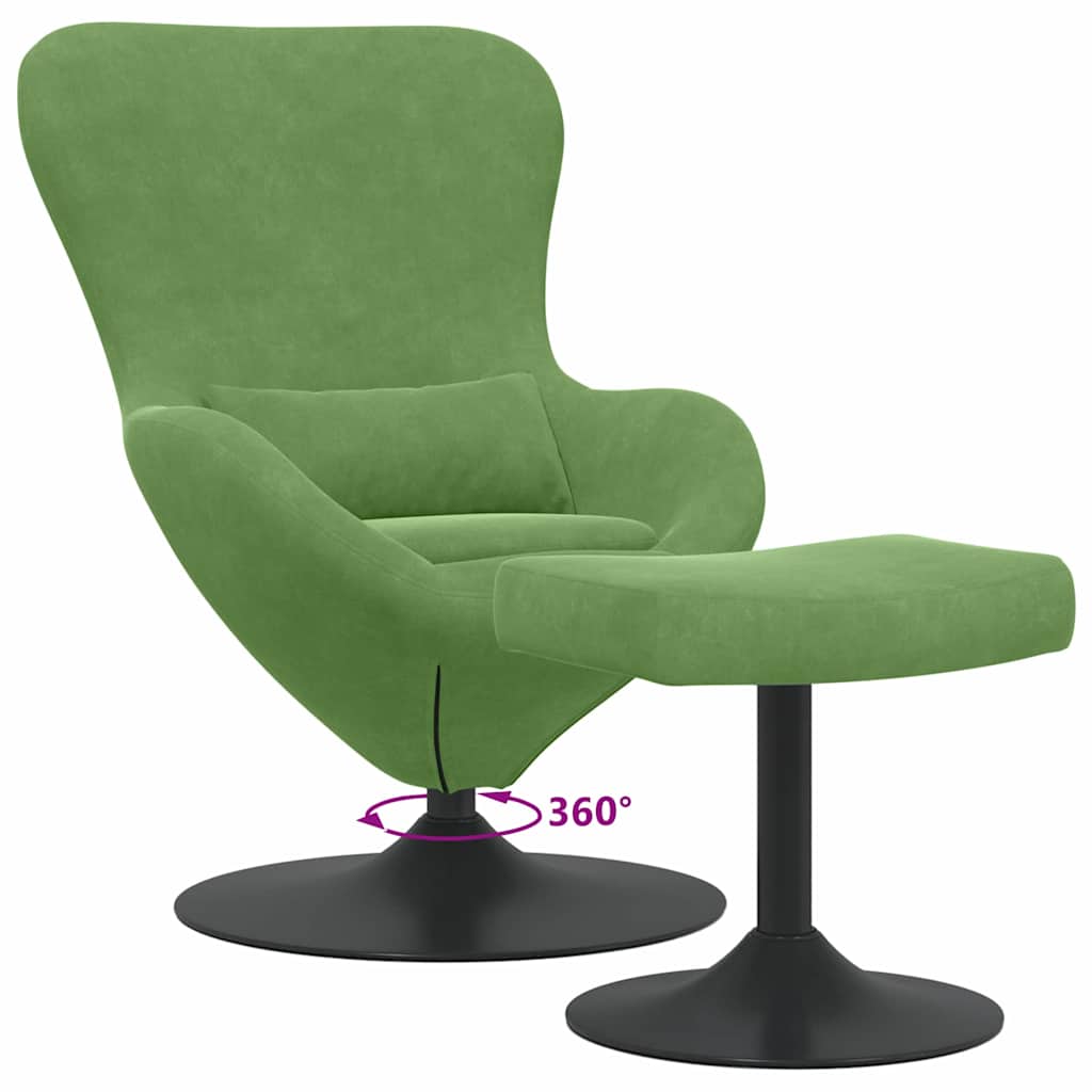 Egg Chair with Footstool Light Green 63 x 73 x 90 cm Velvet