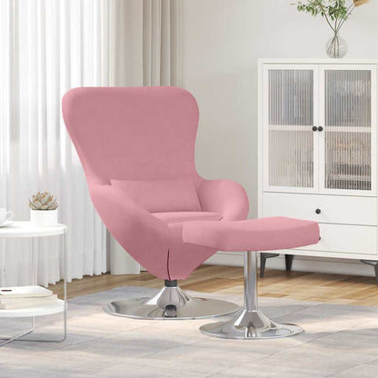 Egg Chair with Footstool Pink 63 x 73 x 90 cm Velvet