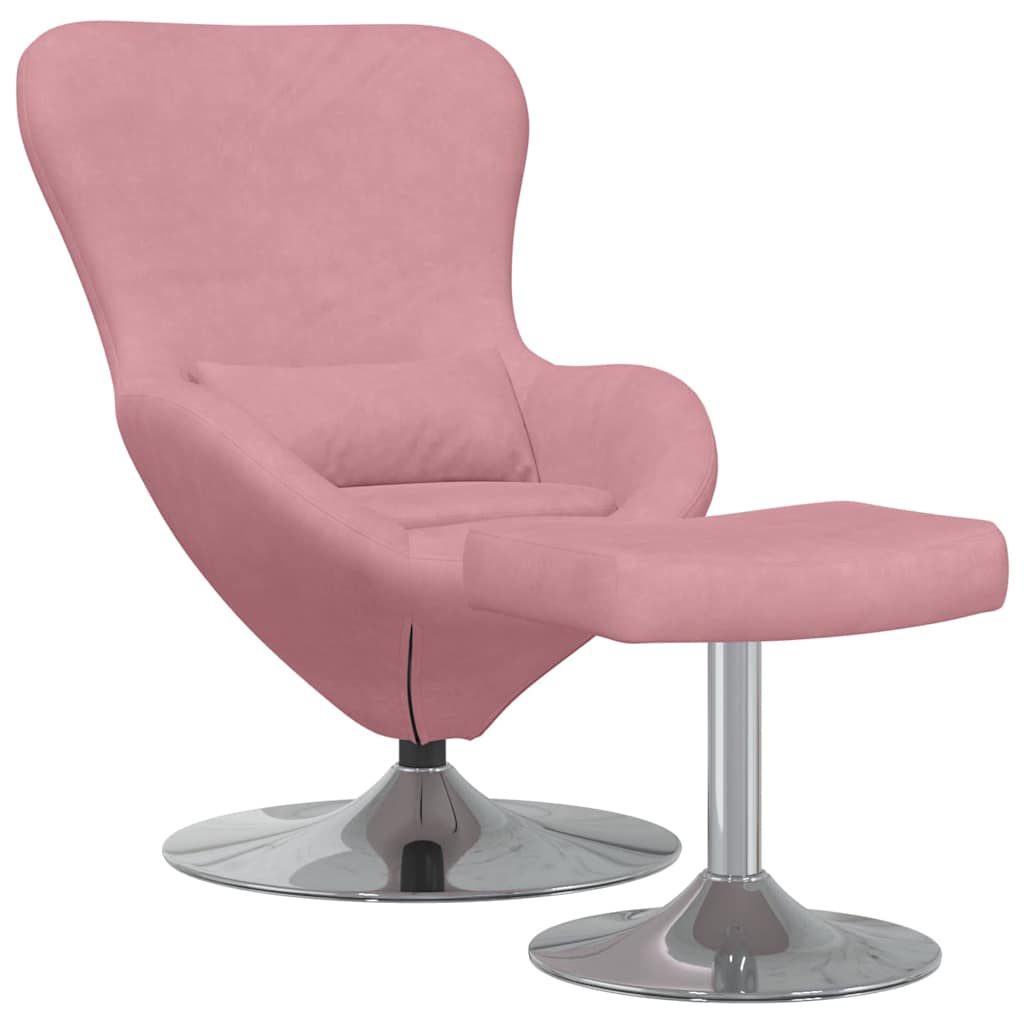 Egg Chair with Footstool Pink 63 x 73 x 90 cm Velvet