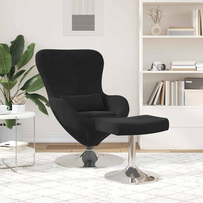 Egg Chair with Footstool Black 63 x 73 x 90 cm Velvet