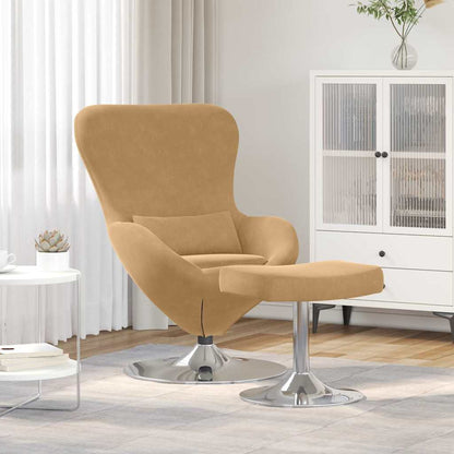 Egg Chair with Footstool Brown 63 x 73 x 90 cm Velvet