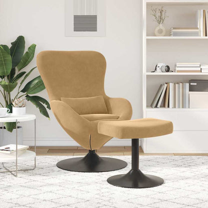Egg Chair with Footstool Brown 63 x 73 x 90 cm Velvet