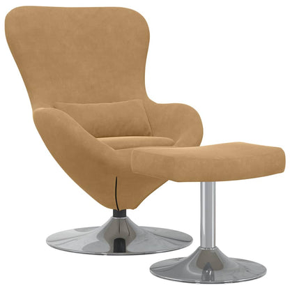 Egg Chair with Footstool Brown 63 x 73 x 90 cm Velvet
