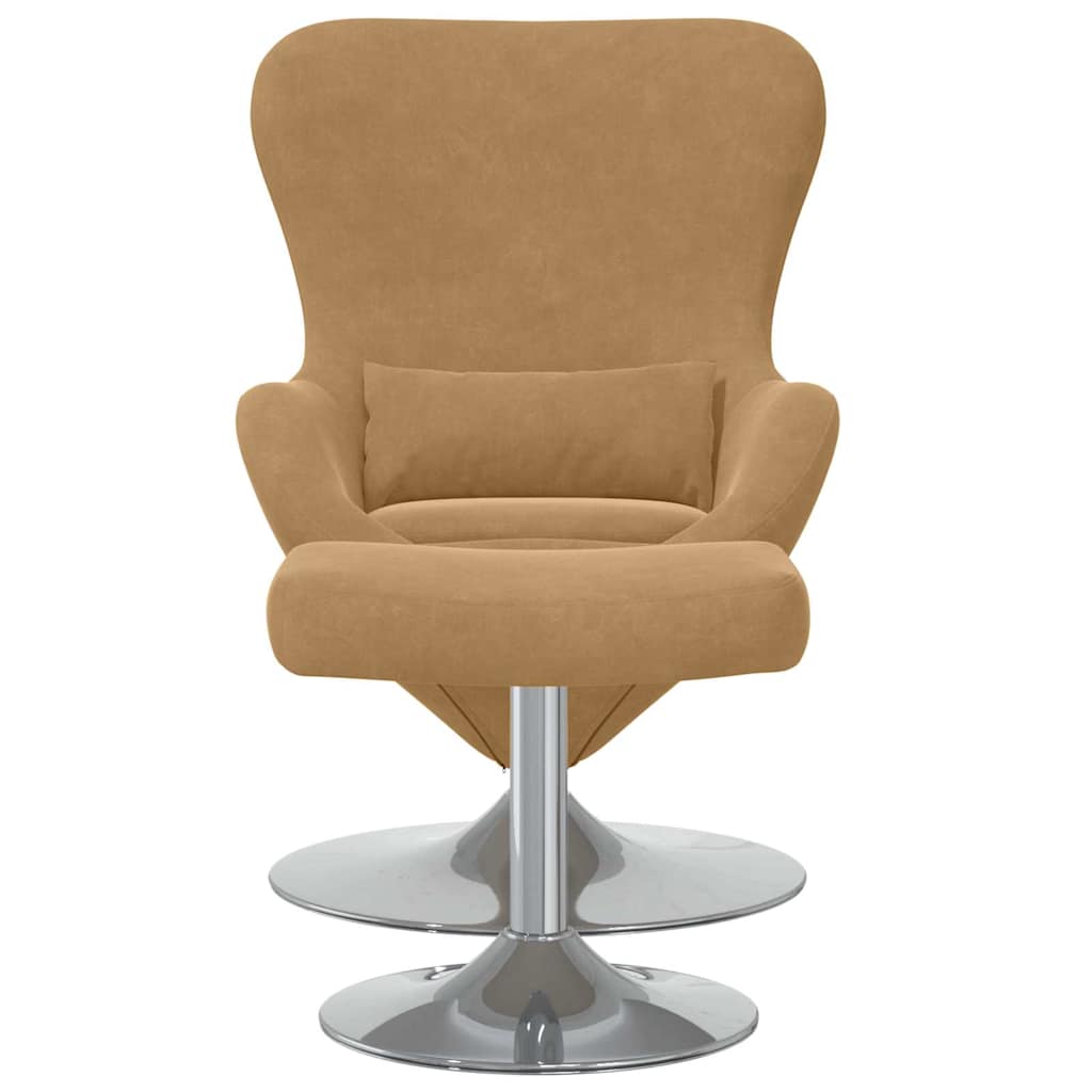Egg Chair with Footstool Brown 63 x 73 x 90 cm Velvet