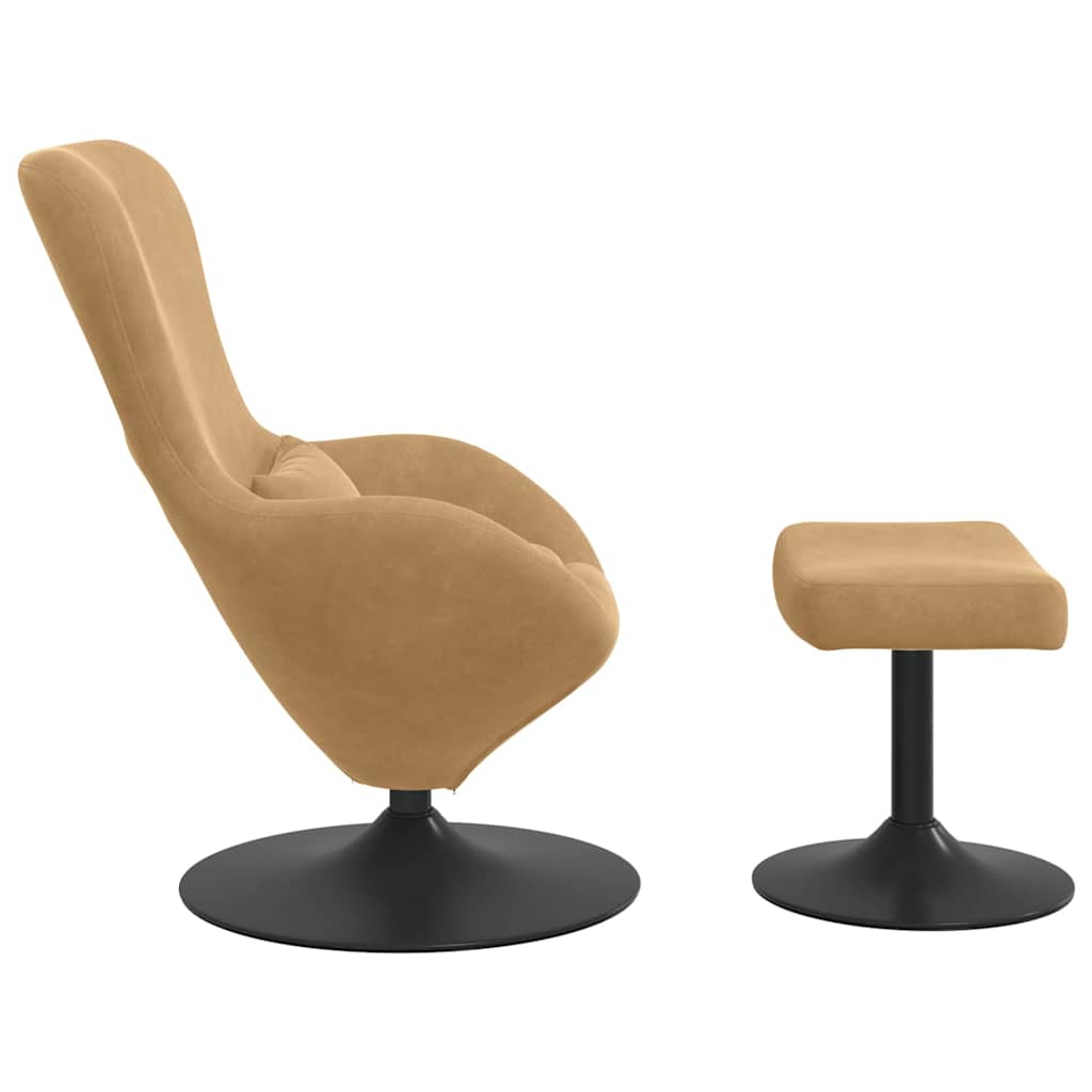 Egg Chair with Footstool Brown 63 x 73 x 90 cm Velvet