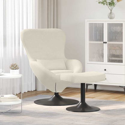 Egg Chair with Footstool Cream 63 x 73 x 90 cm Velvet