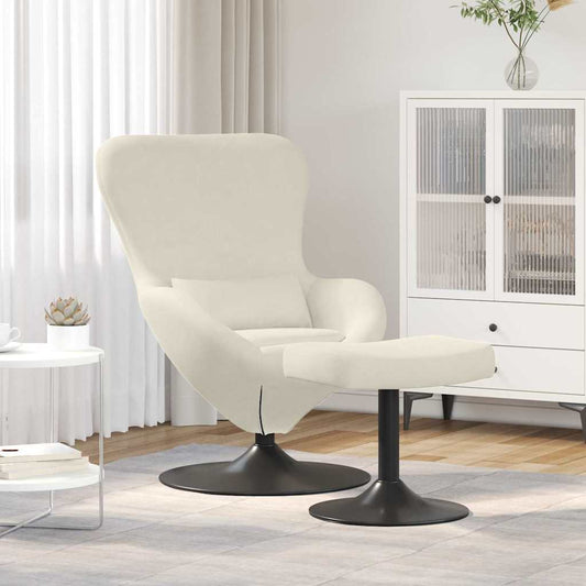 Egg Chair with Footstool Cream 63 x 73 x 90 cm Velvet