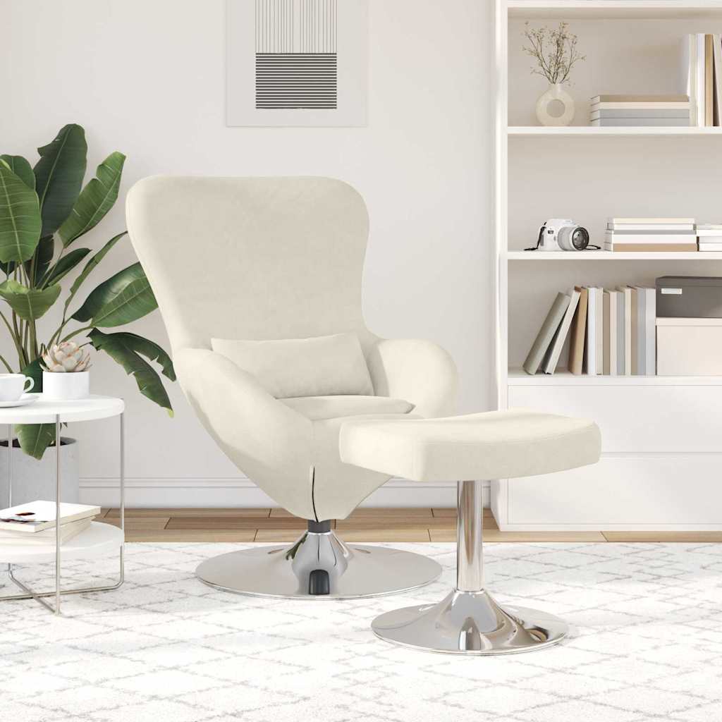 Egg Chair with Footstool Cream 63 x 73 x 90 cm Velvet
