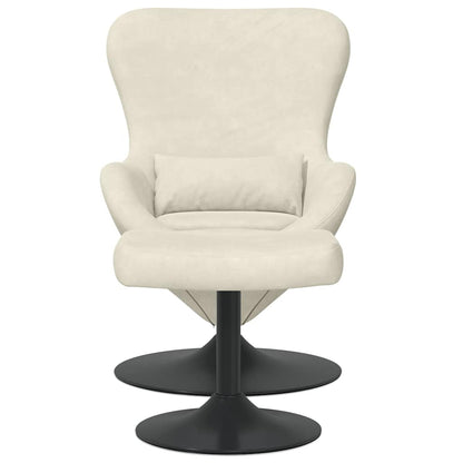 Egg Chair with Footstool Cream 63 x 73 x 90 cm Velvet