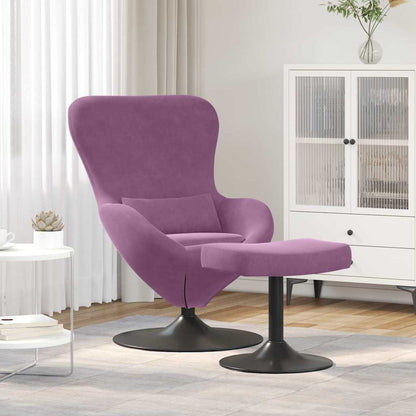 Egg Chair with Footstool Purple 63 x 73 x 90 cm Velvet